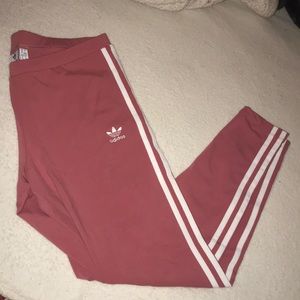 Berry pink adidas trefoil 3striped leggings size L